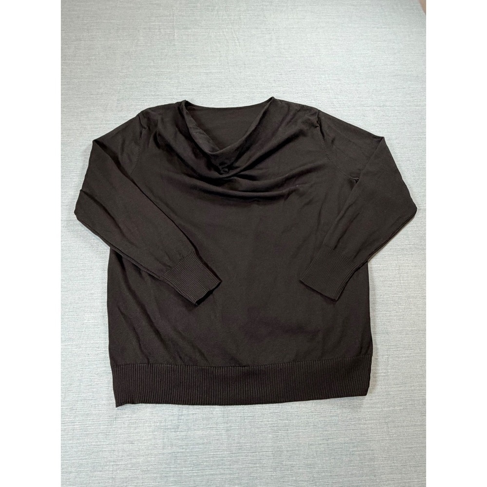 Womens Black Cowl Neck Long Sleeve Knit Pullover Sweater Solid Minimalist P6